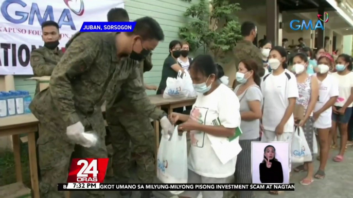 Mga residenteng naapektuhan ng pag-alburoto ng Mt. Bulusan sa Sorsogon, agad hinatiran ng tulong ng GMA Kapuso Foundation | 24 Oras