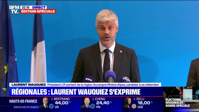 Régionales en Auvergne-Rhône-Alpes: LaurentRégionales en Auvergne-Rhône-Alpes: pour Laurent Wauquiez, "c'est un choix net pour un cap clair" Wauquiez salue un "choix net" des électeurs