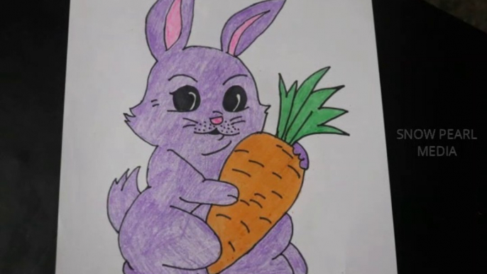 Cute Rabbit with Carrot Drawing | Crayon Art | Arts and Crafts #11