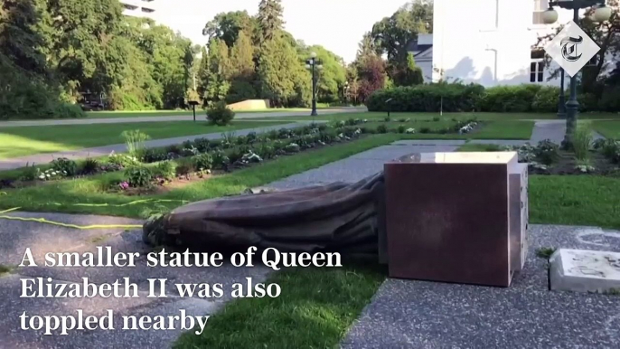 Queen Elizabeth II and Victoria statues ripped down by protesters in Canada