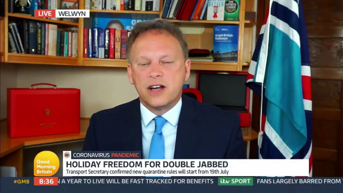 Good Morning Britain - Kate questions Transport Secretary Grant Shapps on why the govt is providing free lateral flow tests but they aren't confident enough for people to use these after they've travelled