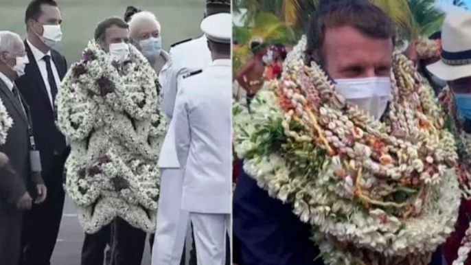 Ce montage hilarant, montrant Emmanuel Macron recouvert de colliers de fleurs polynésiens, a trompé de nombreux internautes