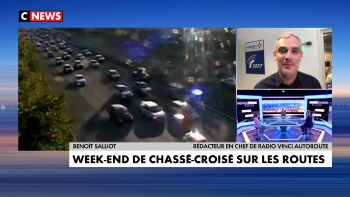 Benoit Saillot , rédacteur en chef de Radio Vinci Autoroute, sur le week-end de chassé-croisé : «On peut dire que sur certains axes ça ne roule plus (…) Il faut 7h30 pour aller de Paris à Bordeaux»