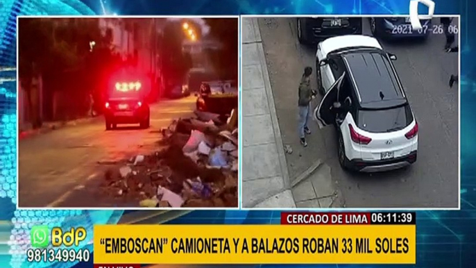 Cercado: delincuentes armados emboscan camioneta y roban 33 mil soles