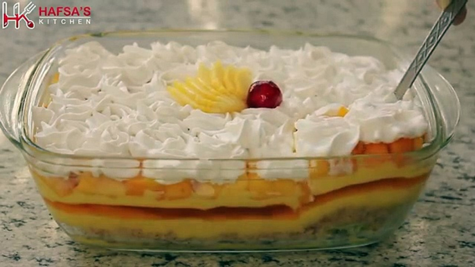 Mango Trifle Delight Recipe  Quick and Easy Mango Trifle Delight  Dessert Recipes - Hafsas Kitchen