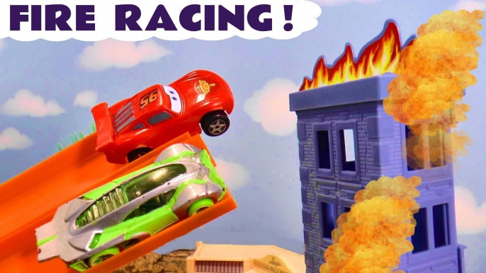 Hot Wheels Fire Challenge in this Funlings Race with Disney Pixar Cars 3 Lightning McQueen versus Marvel Avengers in this Family Friendly Full Episode English Video for Kids  by Toy Trains 4U