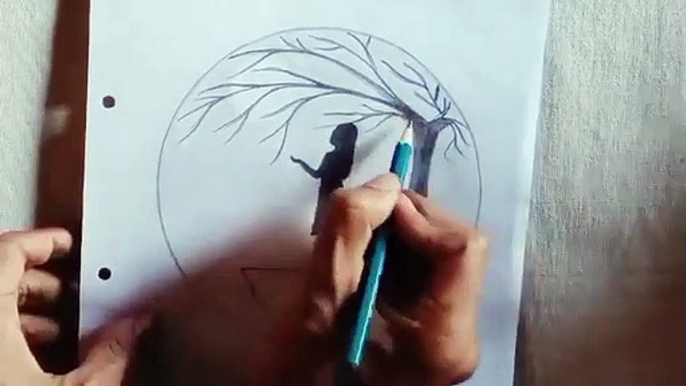 How to draw a girl with Butterflies in Moonlight for beginners __ Pencil sketch __ Drawing Video��