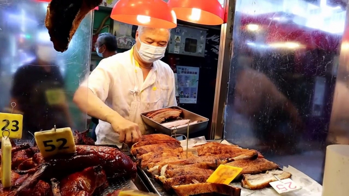 Street Food || Super YUMMY Roasted Ducks Roasted Pork Hong Kong Food .