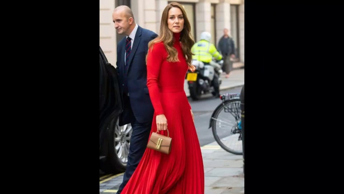 Kate Middleton wore a stunning red turtleneck dress to a London event.