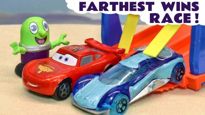 Toy Car Racing Farthest Wins Race with Pixar Cars 3 Lightning McQueen in this Funlings Race Toys versus PJ Masks in this Family Friendly Full Episode Video for Kids from Kid Friendly Family Channel Toy Trains 4U