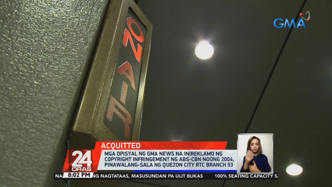 Mga opisyal ng GMA News na inireklamo ng copyright infringement ng ABS-CBN noong 2004, pinawalang-sala ng Quezon City RTC Branch 93 | 24 Oras