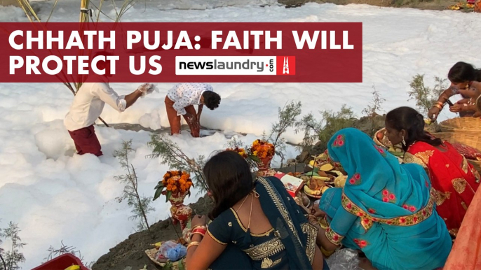 Chhath Puja at Yamuna Ghat: Festivities amidst toxic foam