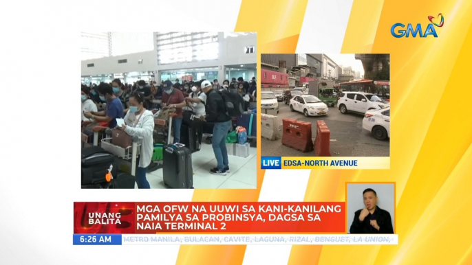 Mga OFW na uuwi sa kani-kanilang pamilya sa probinsya, dagsa sa NAIA terminal 2 | UB