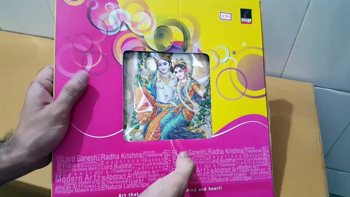 Unboxing and Review of Radha Krishna UV Coated Home Decorative Gift Item Framed Painting 12 inch X 12 inch for RETIREMENT GIFTS