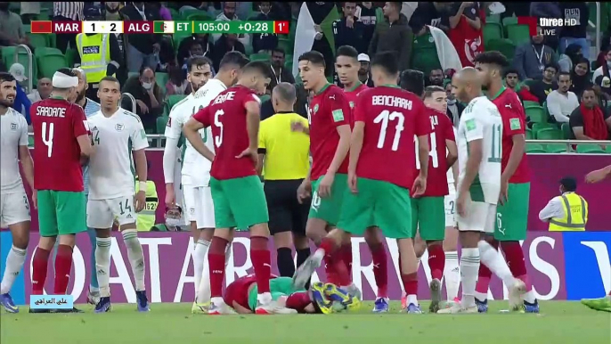 الاشواط الاضافية وركلات الجزاء مباراة المغرب والجزائر ربع نهائي كأس العرب