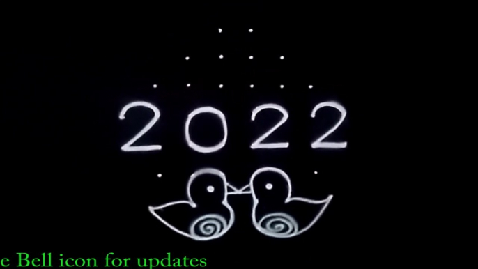 simple new year birds rangoli design - 2022 new year birds rangoli 2022 birds kolam design - Rangoli 2022