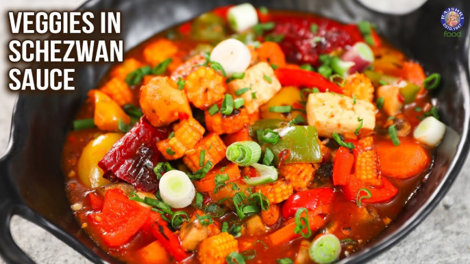 Veggies In Schezwan Sauce Recipe | Stir Fry Vegetables In Spicy Sauce | Indo Chinese Vegetable Gravy