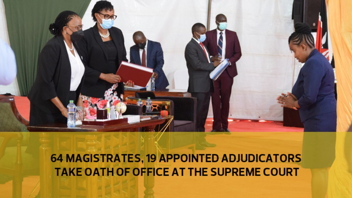 64 magistrates, 19 appointed adjudicators  take oath of office at the Supreme Court