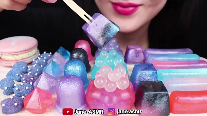 ASMR GALAXY FOODS - UNICORN FRAPPE, FINGER JELLO, BOBA, JELLY, EATING SOUNDS, MUKBANG VIDEO