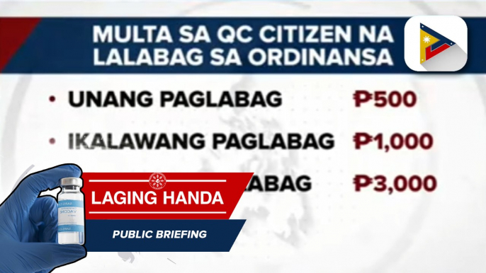 Unvaccinated residents ng QC na lalabas ng bahay kahit walang essential activities, pagmumultahin, ayon sa QC LGU