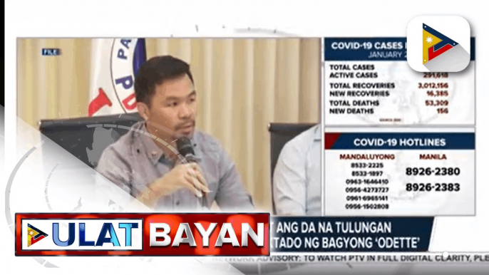 Sen. Pacquiao, hinikayat ang DA na tulungan ang mga mangingisdang apektado ng bagyong Odette  Ka Leody De Guzman, nais doblehin ang pondo sa agrikultura sakaling manalong pangulo  BBM-Sara Uniteam, nais magkaroon ng mas maraming 'trading posts' o bagsakan