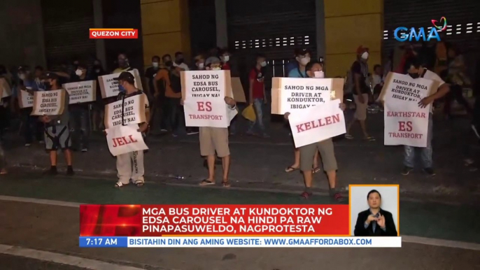 Mga bus driver at kundoktor ng EDSA carousel na hindi pa raw pinapasuweldo, nagprotesta | UB