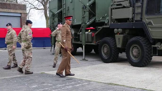 Change of regimental colours parade 16 Royal Artillery Regiment  at Baker Barracks on Thorney Island