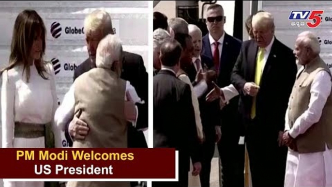 PM Modi welcomes US President at Ahmedabad airport | Donald Trump | TV5 Kannada