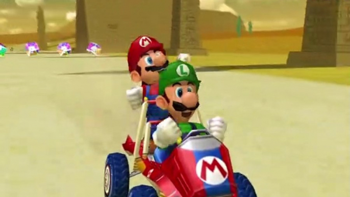 GameCube Gameplay - Mario Kart Double Dash - Dry Dry Desert - Mario and Luigi