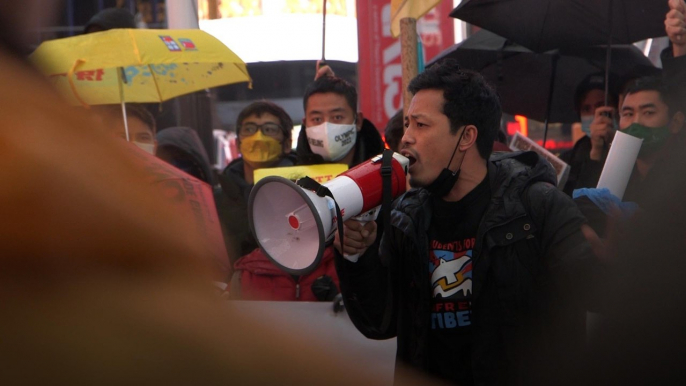 Protesters in the US rally against Beijing Winter Olympics hours before its opening ceremony