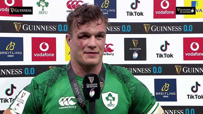 Josh Van Der Flier Reacts to Winning Guinness Player of the Match  2022 Guinness Six Nations