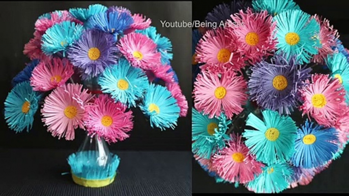 Plastic Bottle Flower Vase Craft - Paper Flowers - Plastic Bottle Guldasta