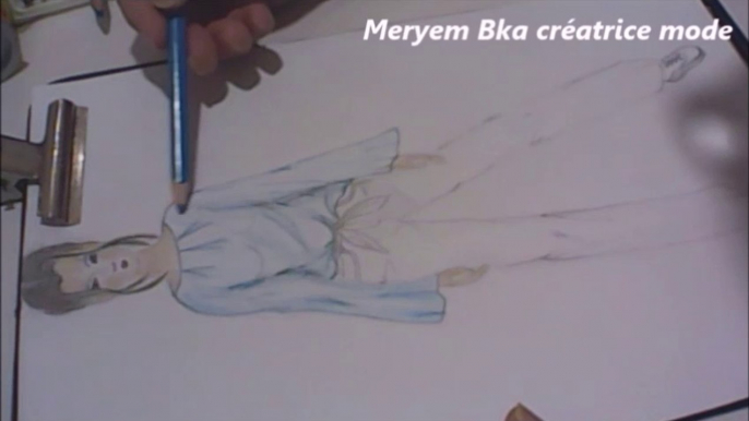 رسم قميص و بانطلون بقماش الجنز بالخطوات Drawing shirt and jeans pants with wooden pencils Dessin chemise et pantalon jeans avec crayons en bois