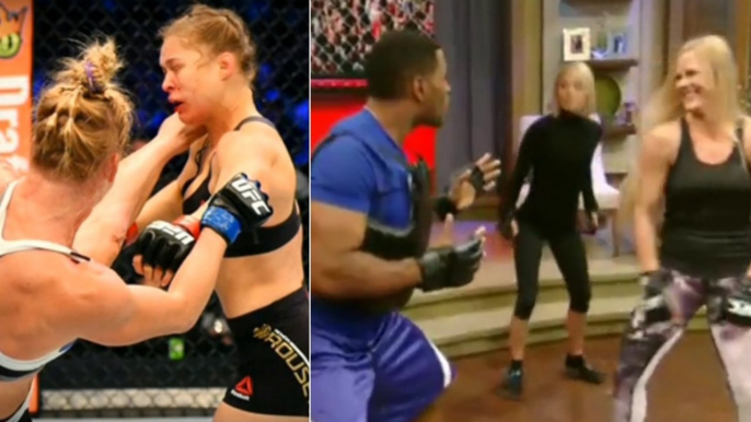 Holly Holm reproduit le kick qui a mis KO Ronda Rousey sur un plateau télé