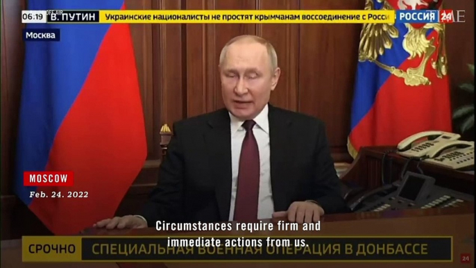 Russian President Vladimir Putin Announces Military Operation in Ukraine