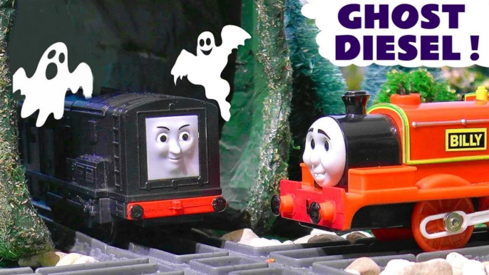 Ghost Diesel Toy Trains Story from Thomas and Friends with the Funlings Toys in this Halloween Ghost Train Toys Stop Motion Spooky Video for Kids by Family Friendly Toy Trains 4U