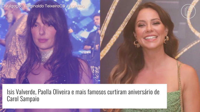 Solteira, Isis Valverde usa look com barriga de fora em evento com Paolla Oliveira e mais famosos. Veja!