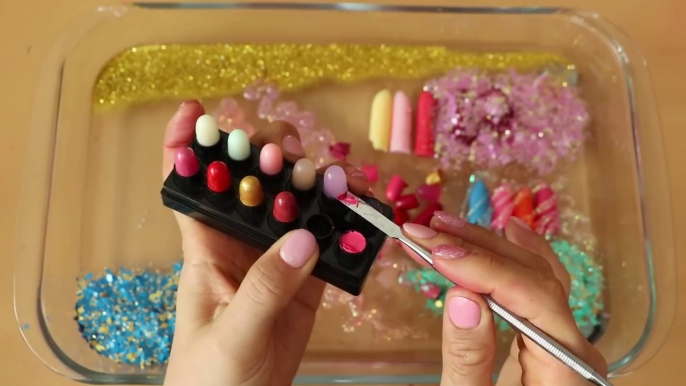 Mixing”Lipstick” Eyeshadow and Makeup,parts,glitter Into Slime!Satisfying Slime Video!★ASMR★