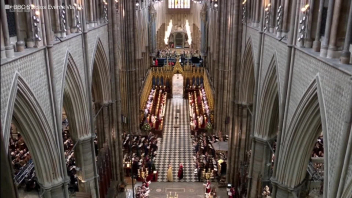 Prince Andrew and Queen walk arm-in-arm at Prince Philip's memorial