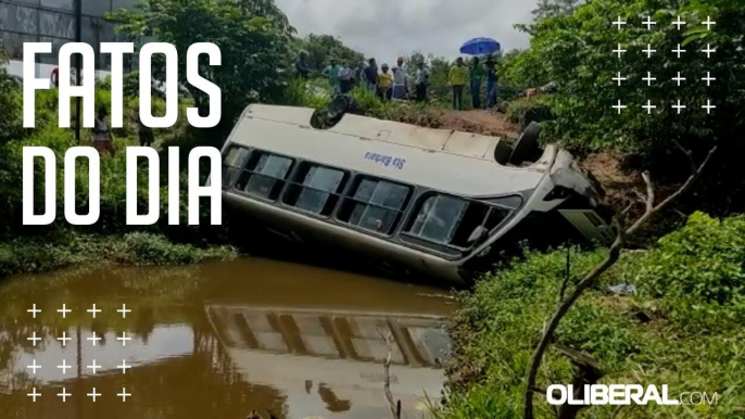 Acidente em Benevides: ônibus cai em barranco e deixa passageiros feridos