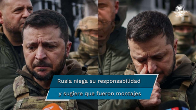 Así reaccionó Volodimir Zelensky al llegar a Buchan, ciudad masacrada por tropas rusas