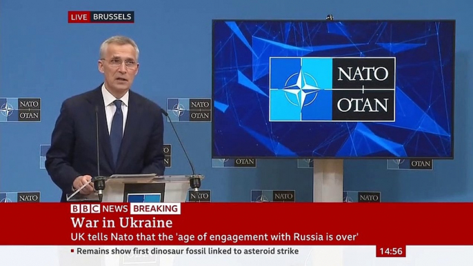 "We have seen that China is unwilling to condemn Russia's aggression... it makes it even more important we stand together" - Nato Secretary General Jens Stoltenberg says Nato and Asia-Pacific partners are stepping up "practical and political cooperation"