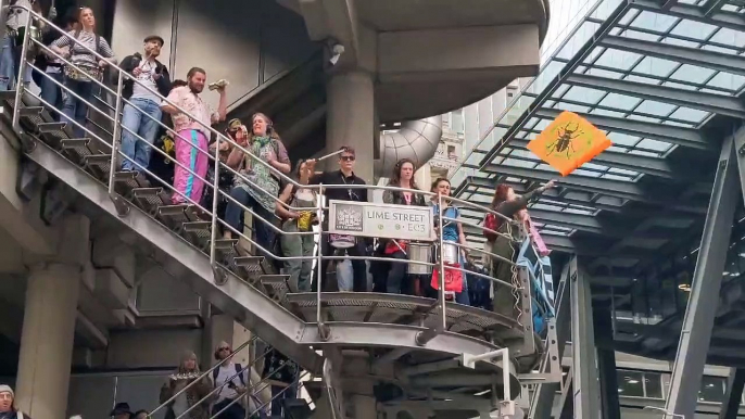 Extinction Rebellion protesters at the Lloyd's building