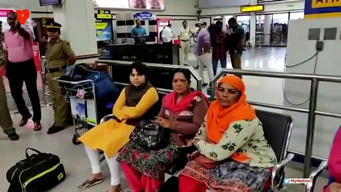 Trupti Desai, five others firm to enter Sabarimala temple; protests at Kochi airport