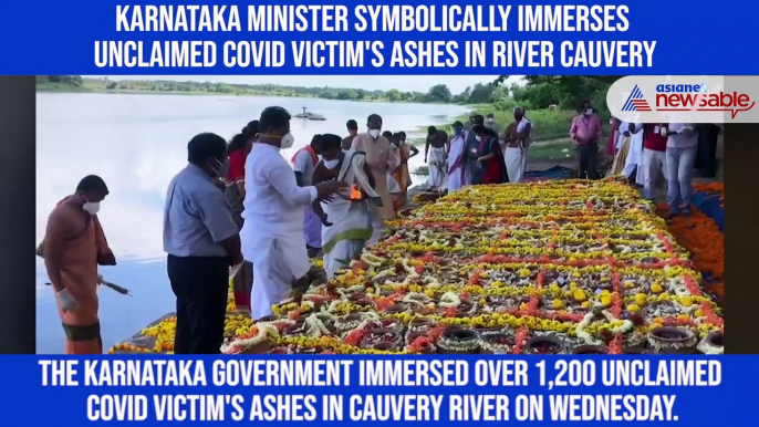 Karnataka minister symbolically immerses unclaimed Covid victim's ashes in river Cauvery