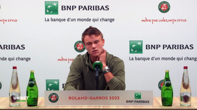 Roland-Garros 2023 - Holger Rune : "I sleep a lot, I love to sleep. I sleep around, I don't know 9 am to 1 pm if I can, that's a lot yes"