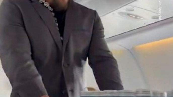 Jason Momoa Poses as Flight Attendant & Surprises Passengers