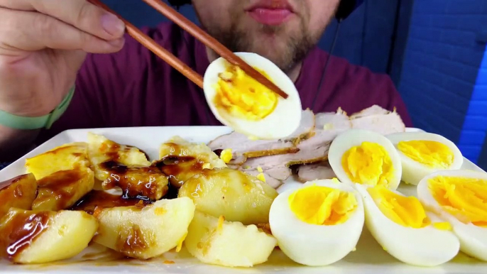 ASMR MUKBANG SUNNY SIDE UP BOILED EGGS & BOIL POTATO & BLACK TERIYAKI SAUCE | EATING SHOW NO TALKING