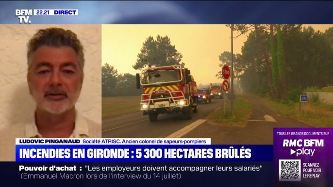 Incendies en Gironde: "Un énorme feu de forêt" pas encore "inarrêtable ce soir" selon Ludovic Pinganaud, ancien colonel des sapeurs-pompiers