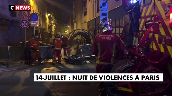 14 juillets : violences à Paris - Dans le XXe arrondissement, des pompiers ont été la cible de tirs de mortiers.